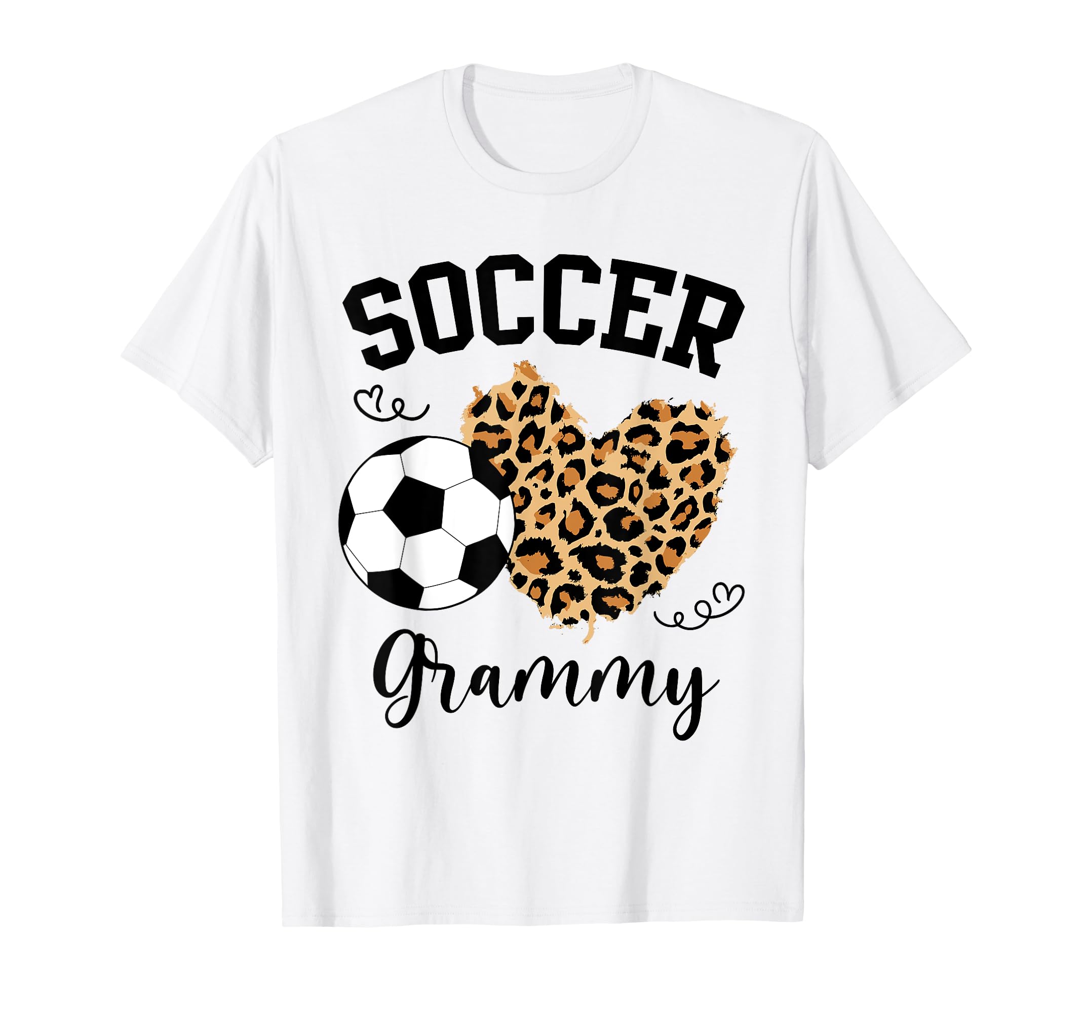 Soccer Grammy Heart Leopard Grammy Family T-Shirt - Trendy Graphic Unisex