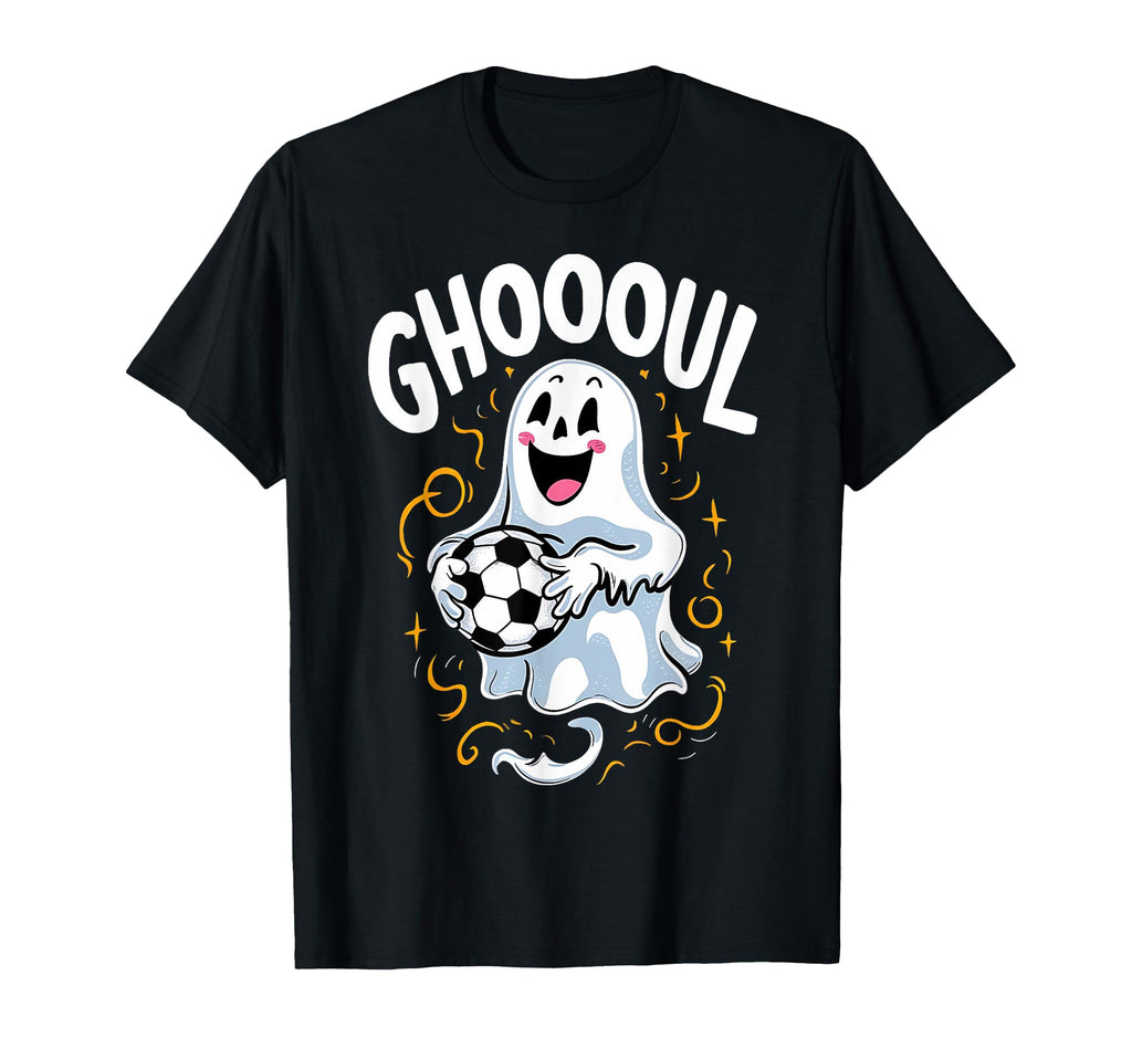 Ghoooul Funny Ghost Soccer Halloween T-Shirt - Novelty Apparel for Adults