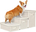 Pet Stairs with Storage, Pet Step for Small Dogs and Cats, 3-Step Folding Pet Steps with Zip, Cat Stairs Dog Steps for Bed, Couch and Car Ramp (Beige, 3 Steps no Condo)