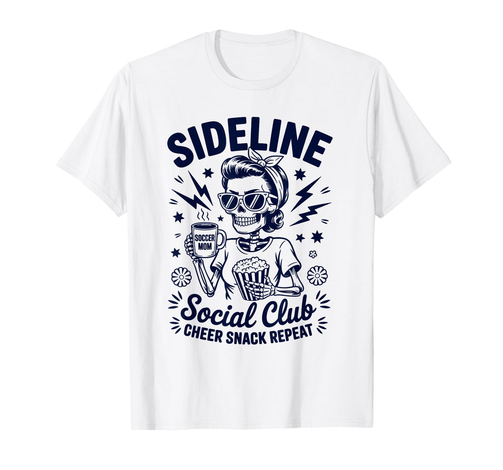 Sideline Social Club Skeleton Soccer T-Shirt - Trendy Graphic Unisex