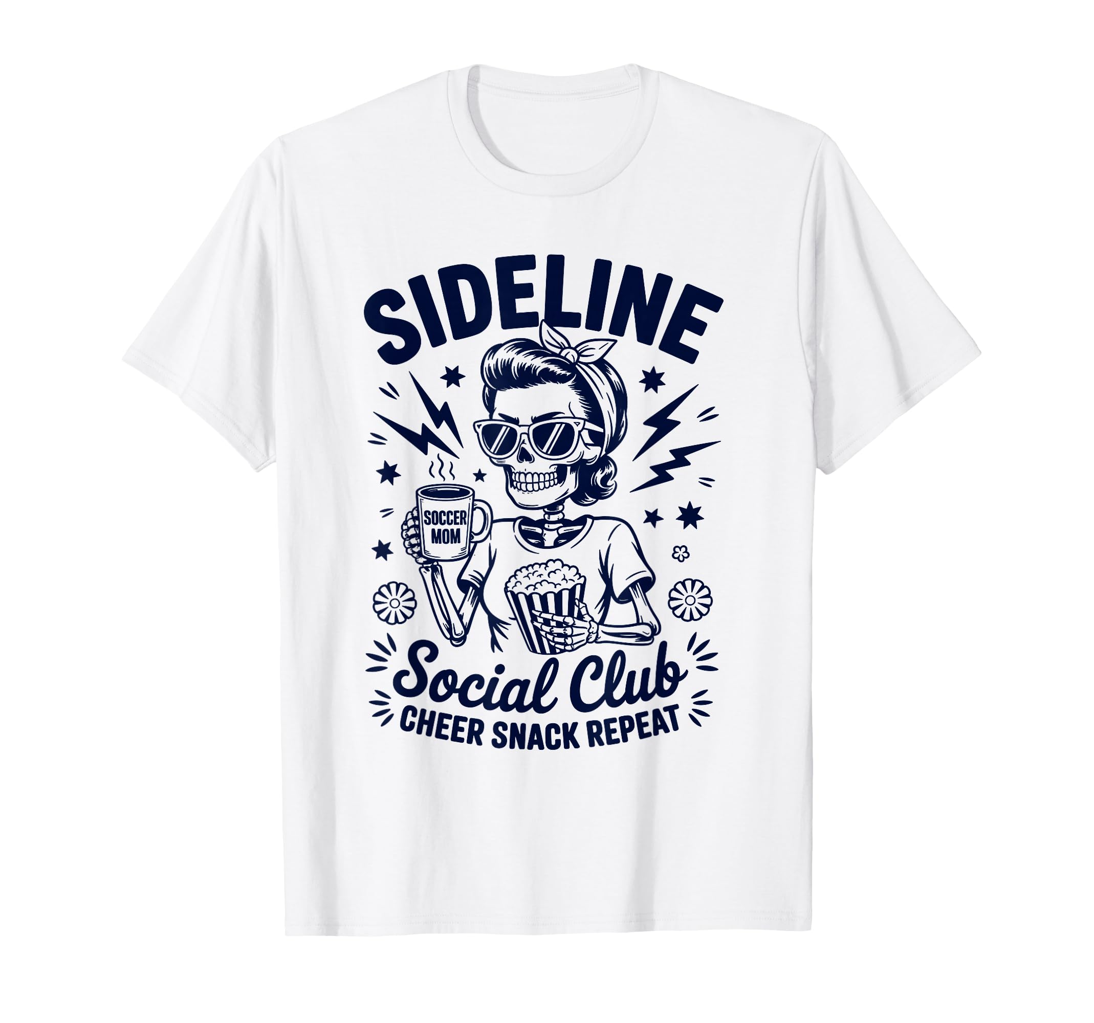 Sideline Social Club Skeleton Soccer T-Shirt - Trendy Graphic Unisex