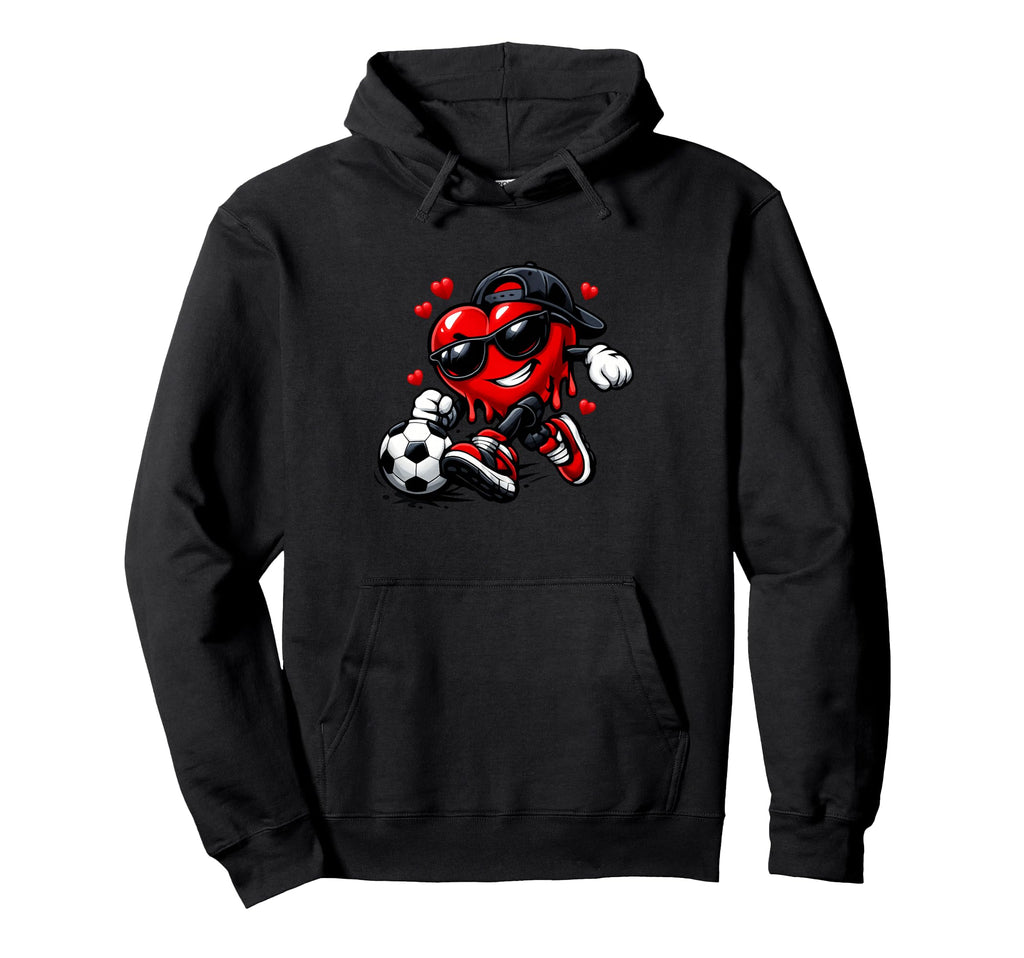 Valentine Soccer Heart Funny Hoodie - Fun Novelty Design Men Women