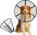 Lainergie Adjustable Soft Dog Cone Collar for After Surgery Recovery, Comfortable Pet Recovery Protective Collar for Medium Large Dogs, Elizabethan Dog Neck Collar (M, Black)