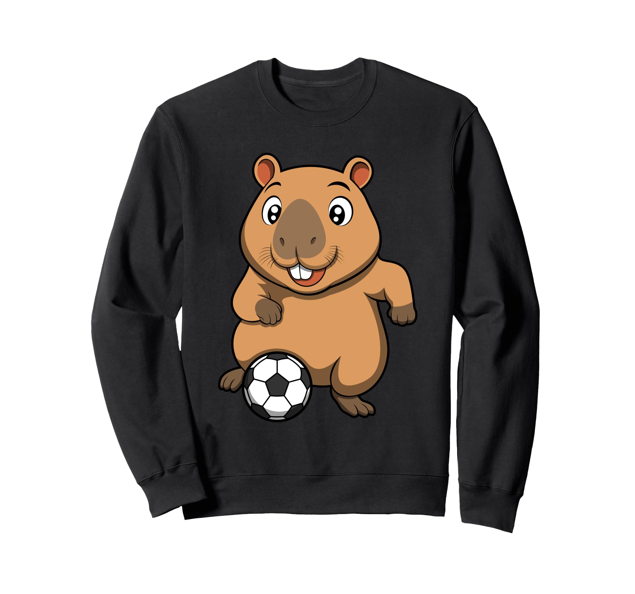 Soccer Capybara Cartoon Funny Sweatshirt - Fun Novelty Design for Adults