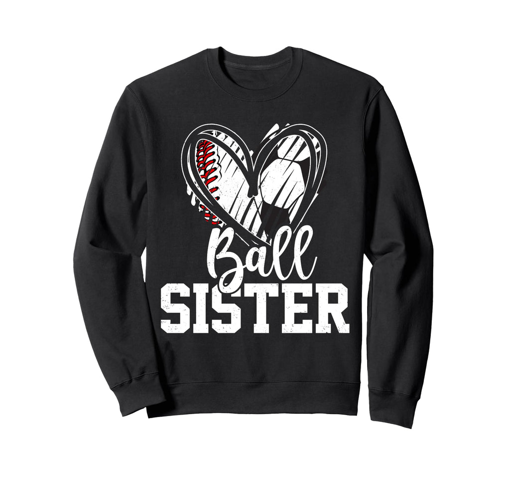 Ball Sister Heart Baseball Soccer Sweatshirt - Minimalist Print for Adults