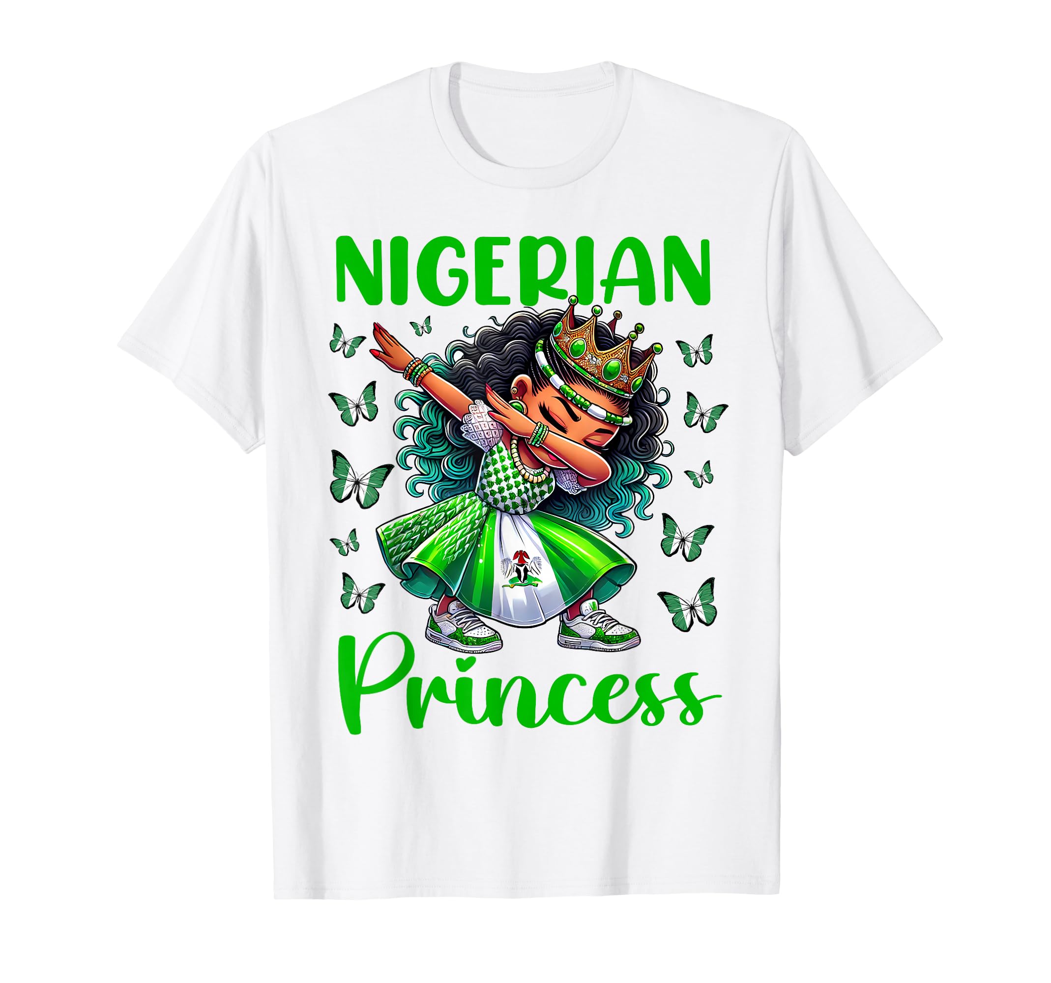 Nigerian Princess Dab Flag Dress T-Shirt - Aesthetic Graphic Unisex
