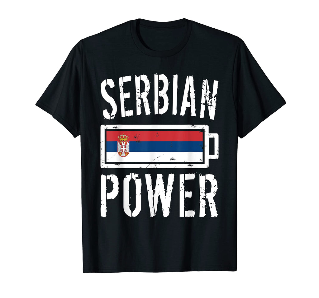 Serbia Flag Serbian Power Battery Proud T-Shirt - Graphic Print for Adults