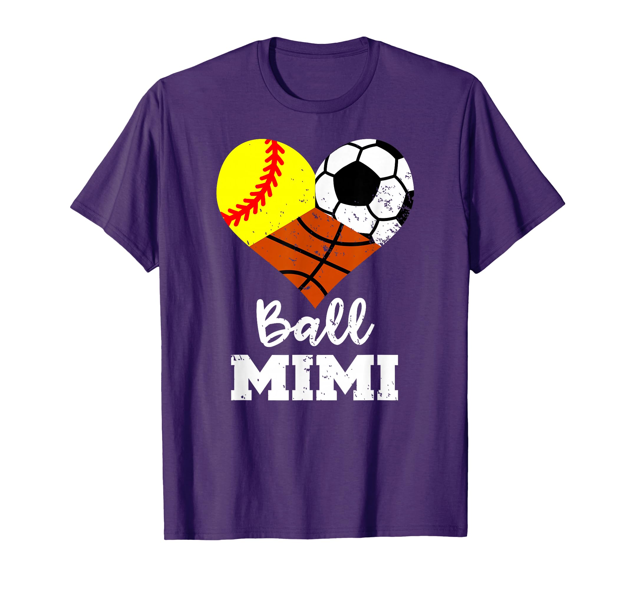 Ball Mimi Heart Funny Softball Soccer T-Shirt - Novelty Apparel for Adults