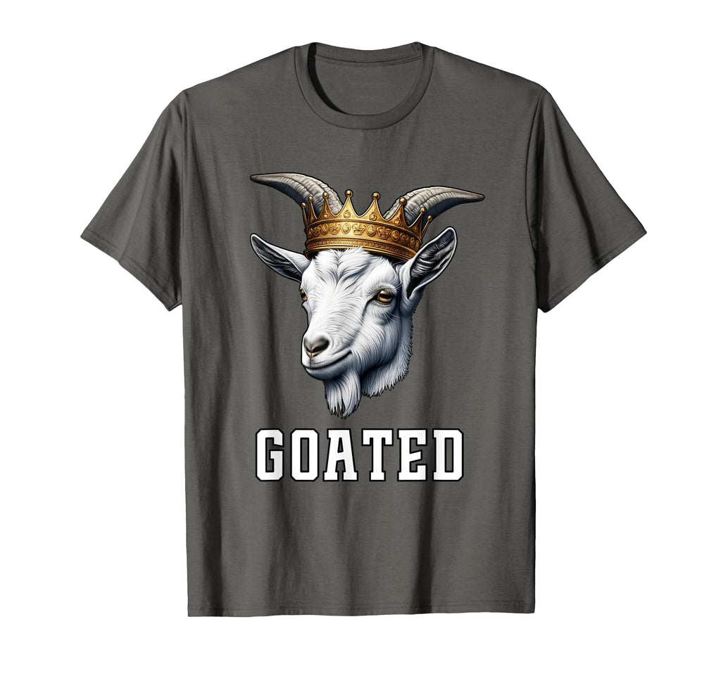 Goated Funny Goat Wearing Crown T-Shirt - Casual Everyday Wear Men Women