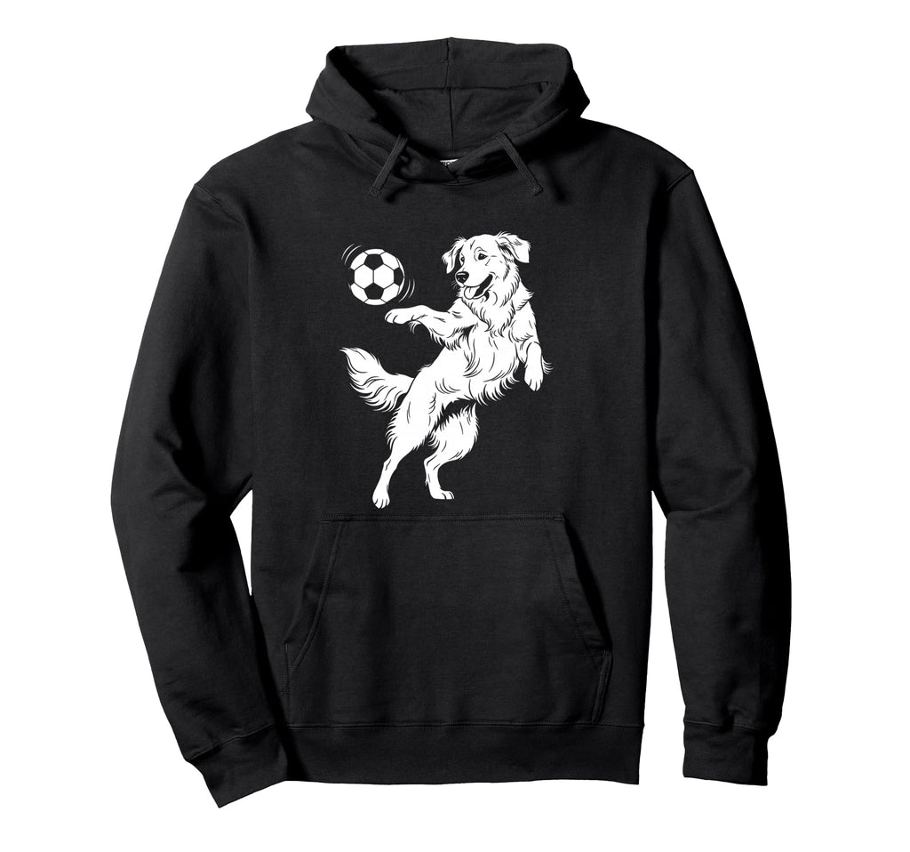 Happy Dog Playing Soccer Funny Sports Art Hoodie - Novelty Apparel Unisex