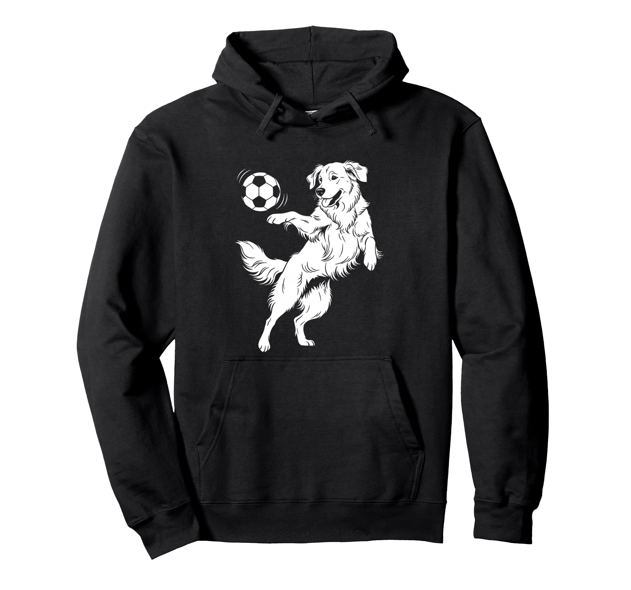 Happy Dog Playing Soccer Funny Hoodie - Fun Novelty Design for Adults