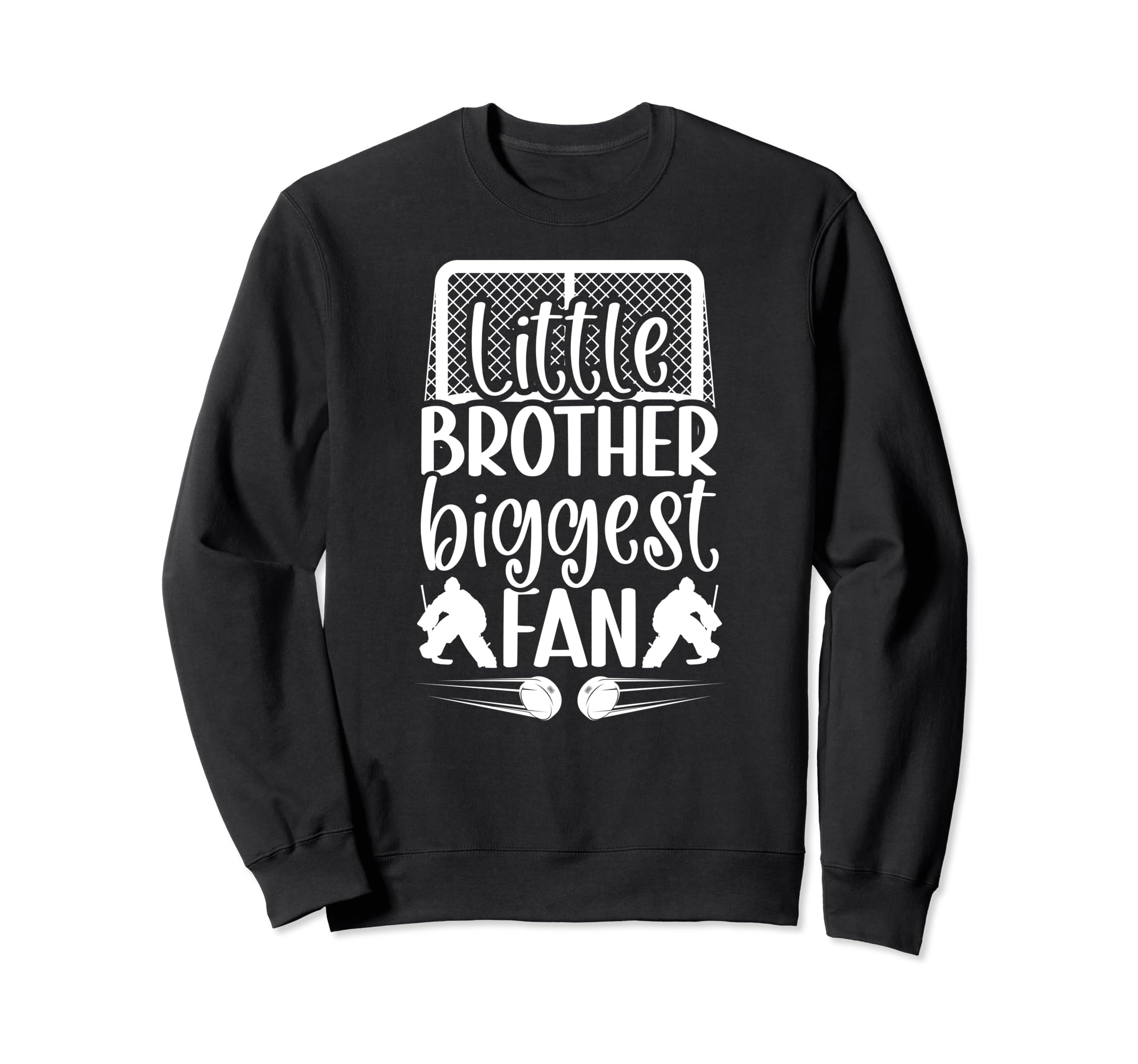 Little Brother Hockey Goalie Sweatshirt - Minimalist Print for Adults