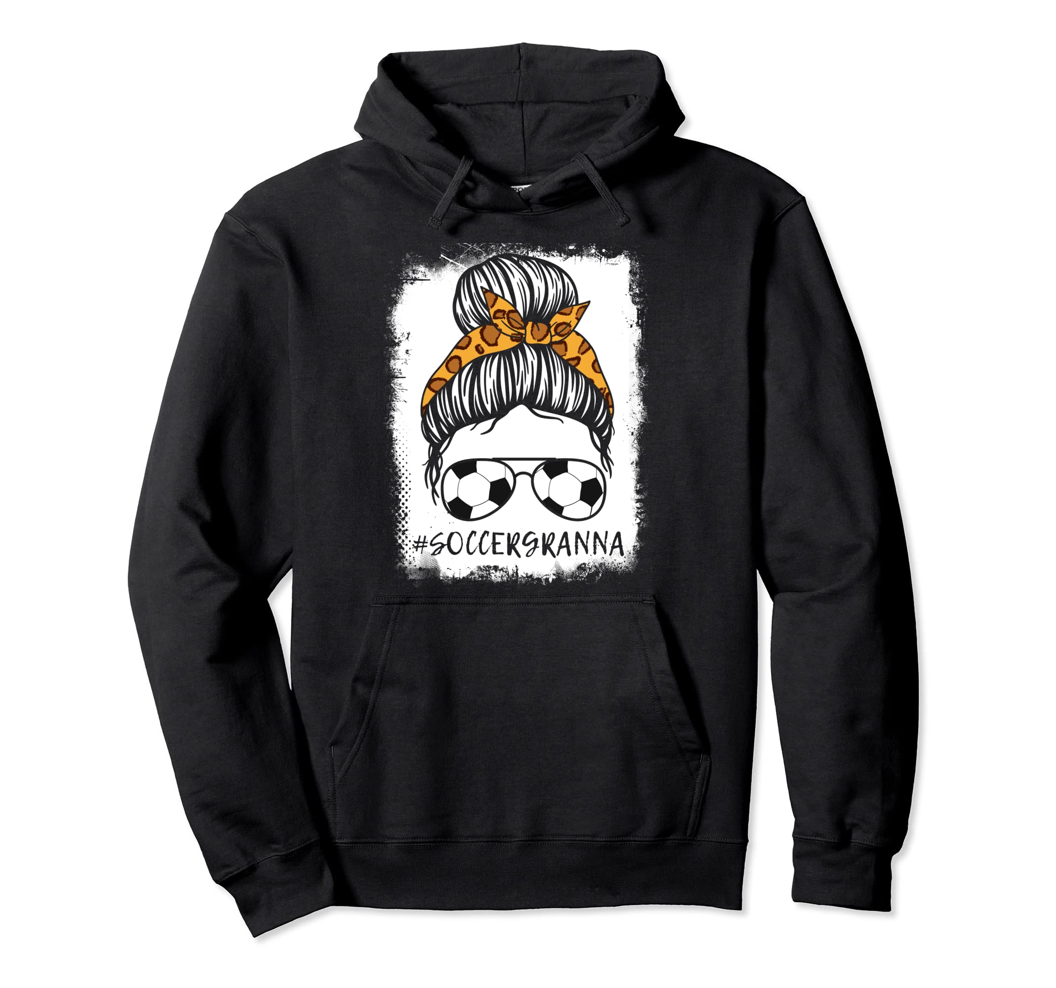 Soccer Granna Leopard Messy Bun Animal Hoodie - Unique Graphic Men Women