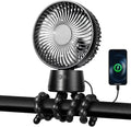 50H Portable Stroller Fan, 15000mAh Ultra-Long Battery Powered Rechargeable Personal Fans, Tripod Clip Fan with Auto Rotation，3 Speed Desk Handheld Cooling for Travel Car Seat Bedroom
