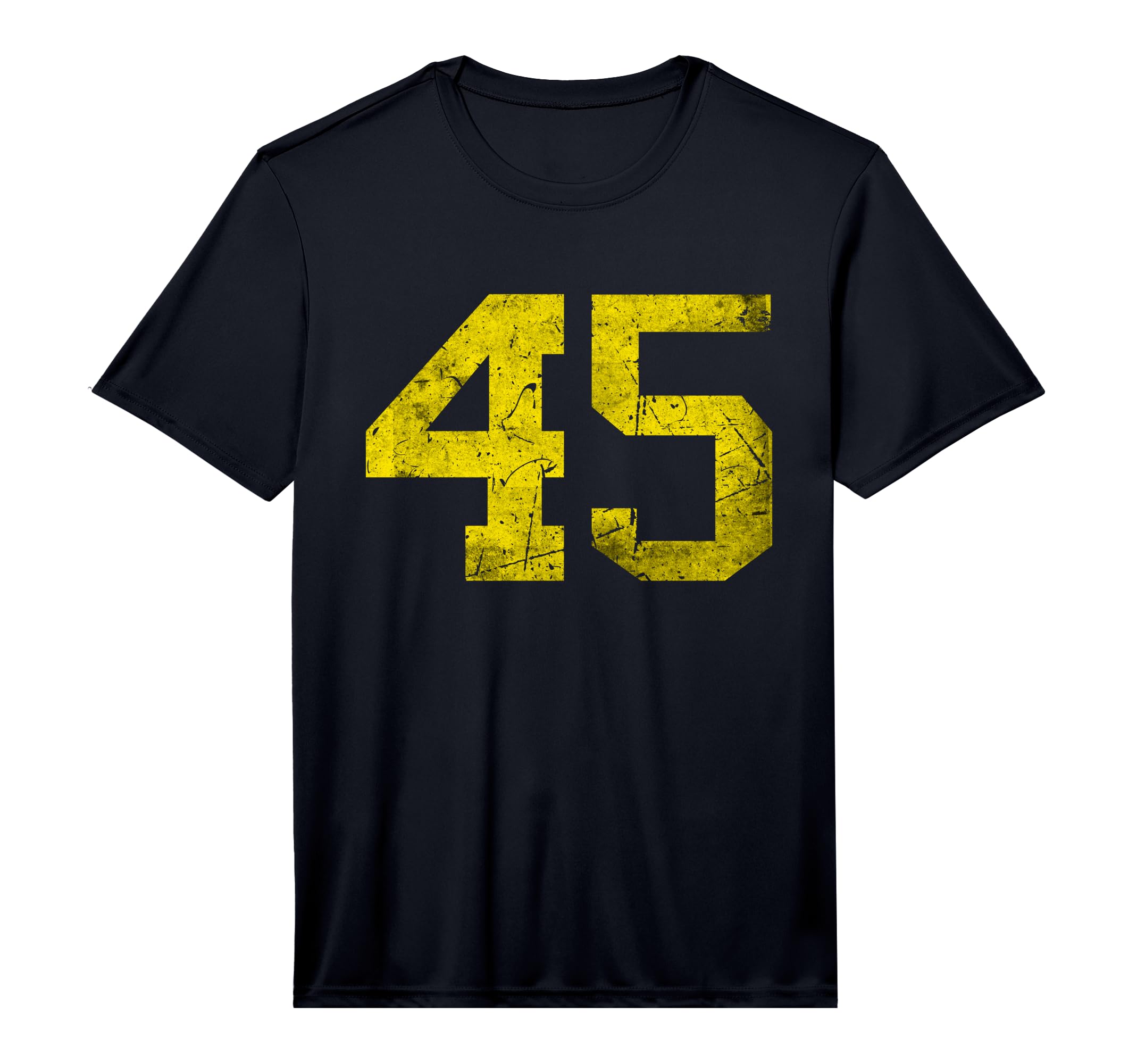 Distressed Number 45 Yellow Sport Varsity T-Shirt - Graphic Print Unisex