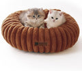 MEWOOFUN Donut Dog Beds for Small Dog, Calming Bed Round Cute Puppy Bed with Non-Slip Bottom, Fluffy Washable Pet Bed for Puppy and Kitten (Dark Brown, XS (20x20x6))