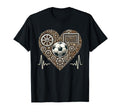 Soccer Heartbeat Steampunk Football Player T-Shirt - Novelty Apparel Unisex