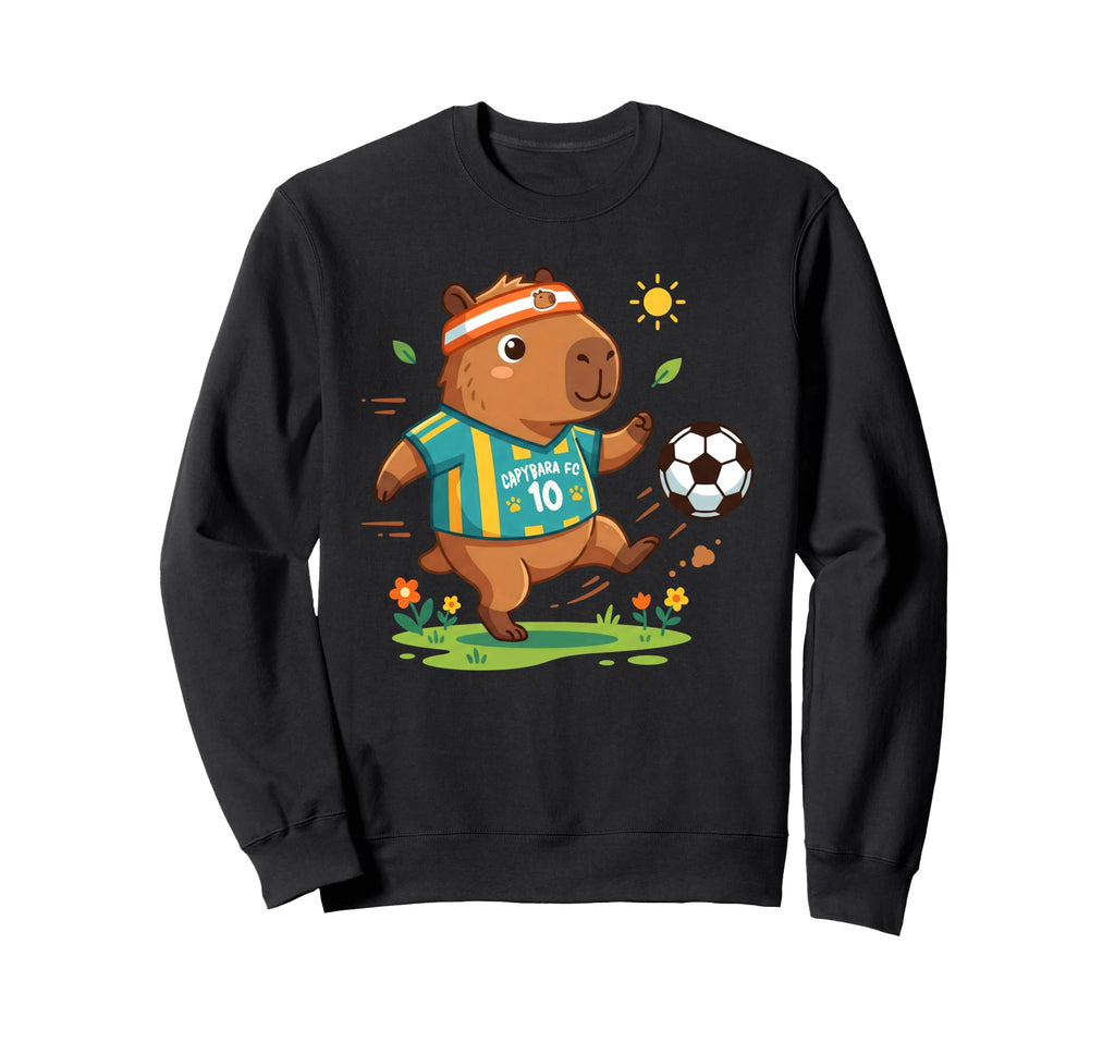 Capybara Soccer Player Headband Sweatshirt - Graphic Print for Adults