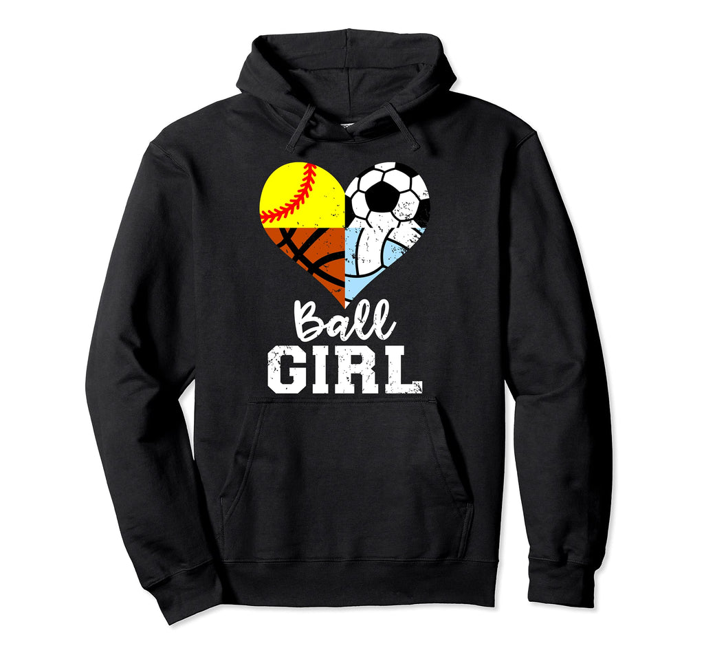 Ball Heart Soccer Softball Volleyball Hoodie - Minimalist Print for Adults