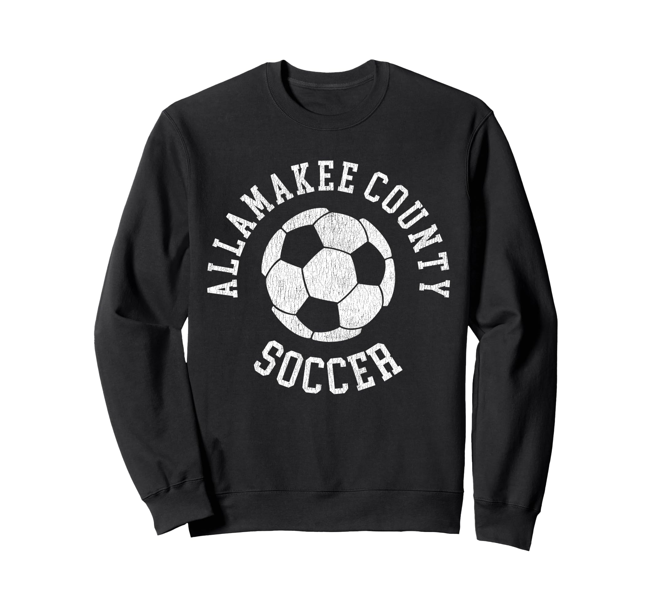 Allamakee County Soccer Distressed 90S Sweatshirt - Minimalist Print Unisex