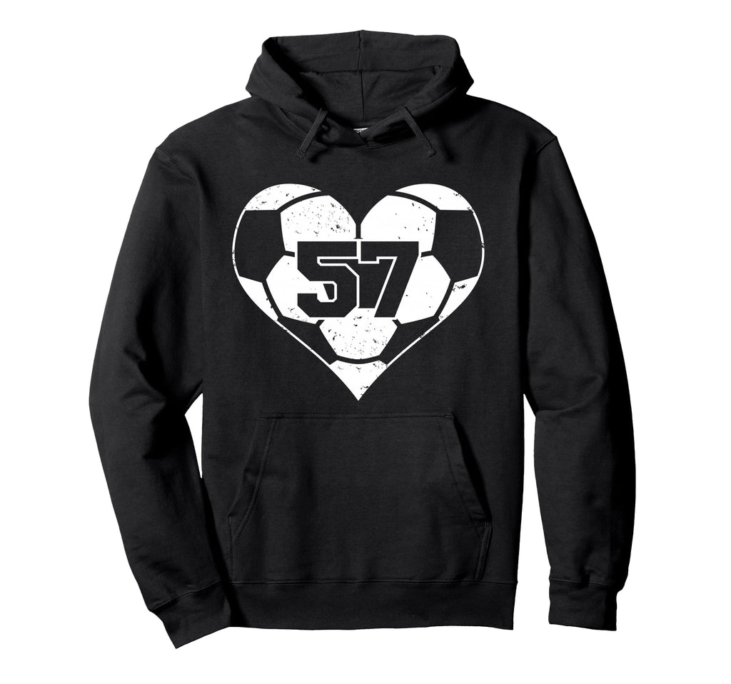 Soccer Heart Number 57 Jersey Sports Hoodie - Trendy Graphic for Adults