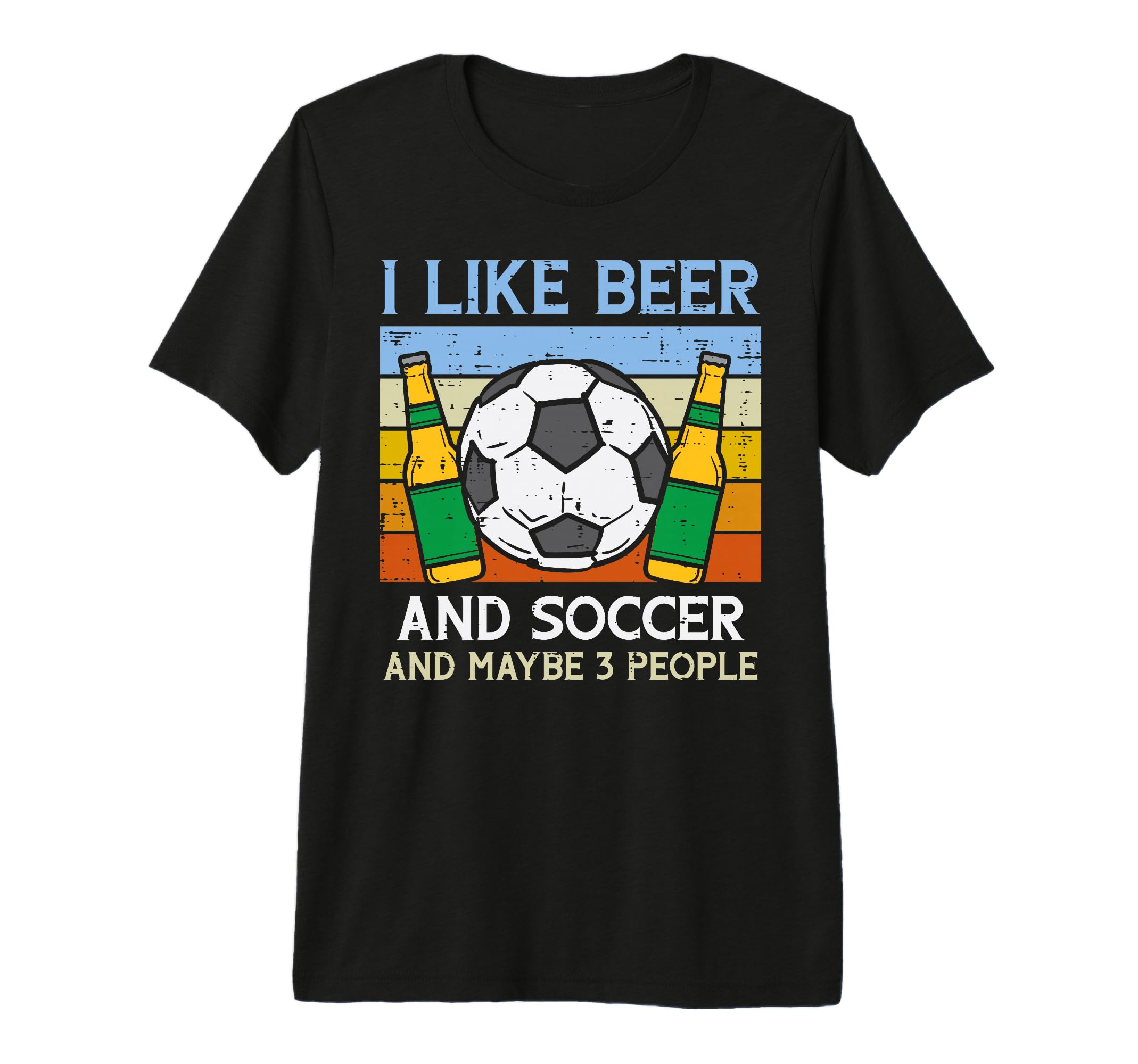 I Like Beer Soccer 3 People Funny T-Shirt - Unique Graphic Men Women