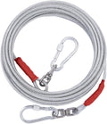 Dog Tie Out Cable for Dogs Outside Up to 250lbs,10/20/30/50/100FT Long Dog Leash&Chains,Small-Large Dogs Runner Cable for Yard,Heavy Duty Lead Line for Outdoor,Camping,Yard (250lbs 100FT, Silver)