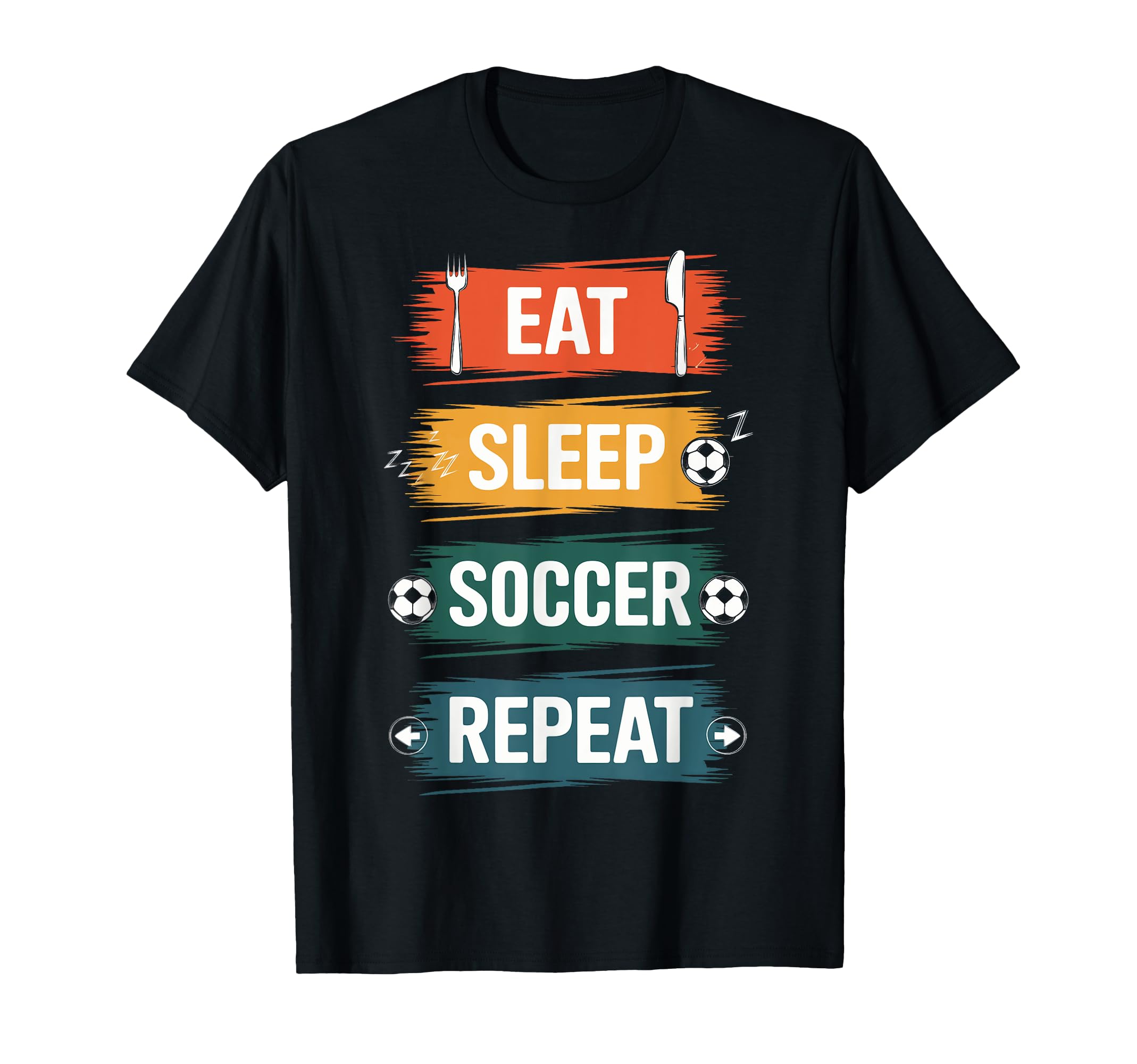 Eat Sleep Soccer Repeat Football T-Shirt - Trendy Graphic for Adults