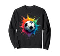 Colorful Splash Art Soccer Football Sweatshirt - Unique Graphic for Adults