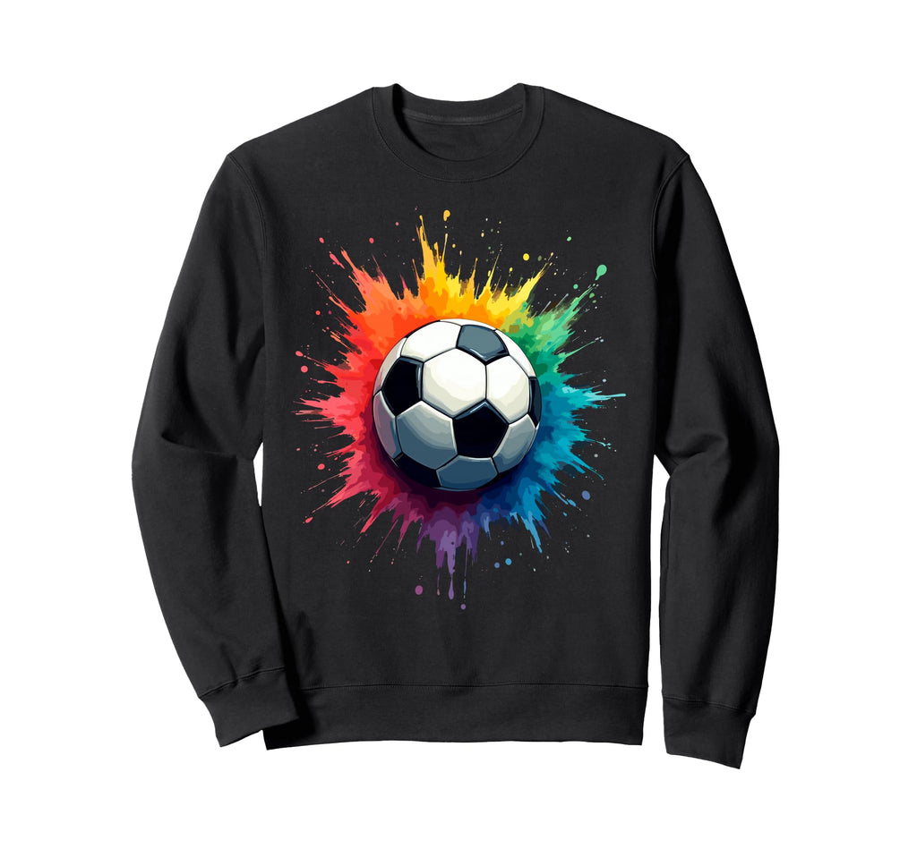 Colorful Splash Art Soccer Sweatshirt - Minimalist Print for Adults