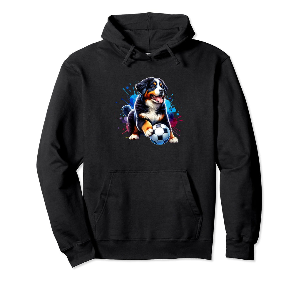 Bernese Mountain Dog Soccer Ball Champion Hoodie - Minimalist Print Unisex