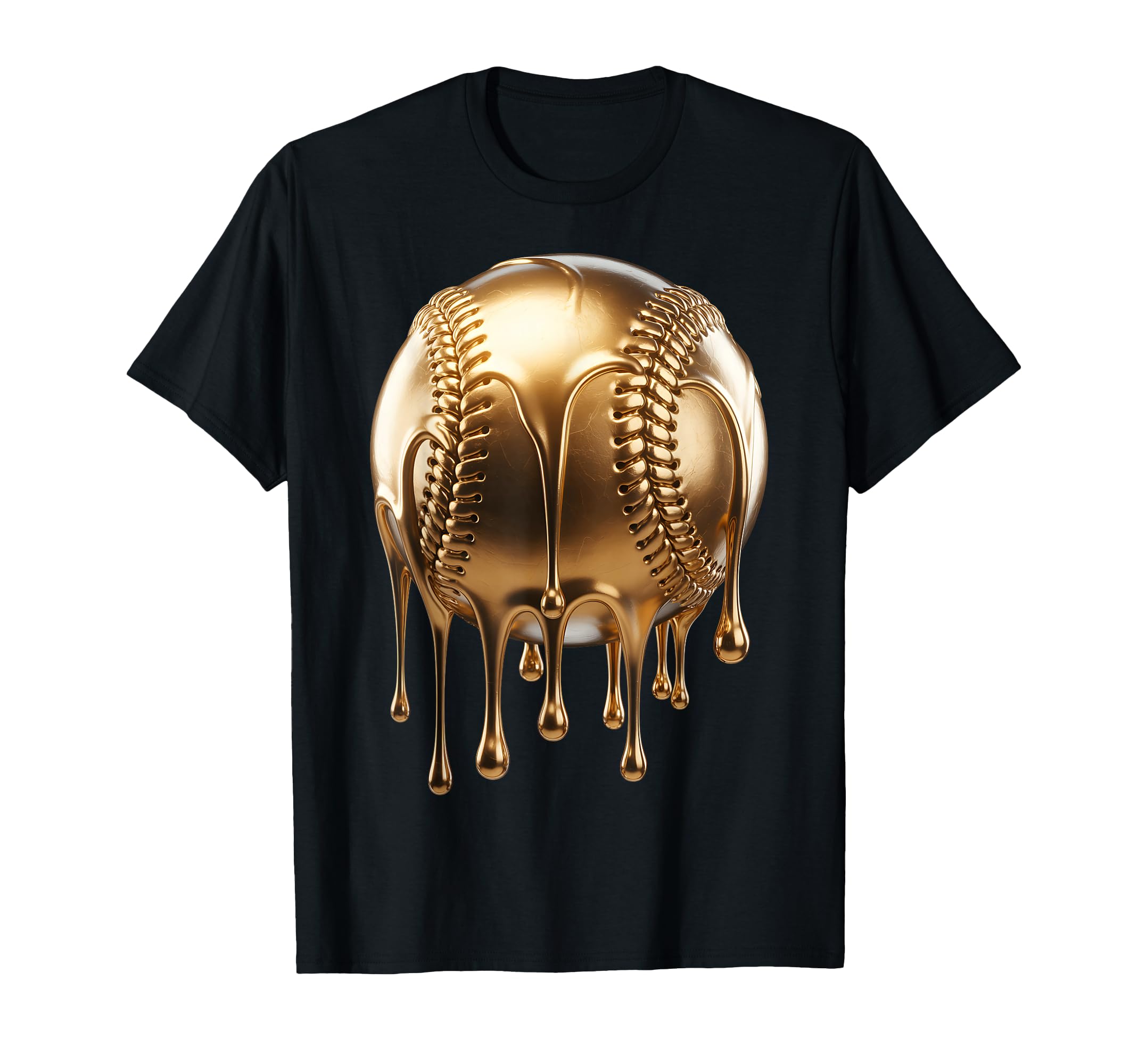 Dripping Gold Drip Baseball Game Day T-Shirt - Unique Graphic Men Women