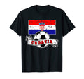 Croatia Soccer Ball And Flag Distressed T-Shirt - Graphic Print Men Women