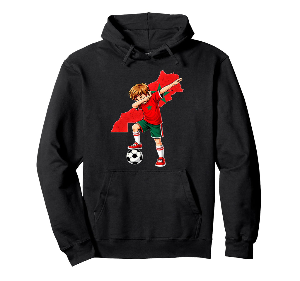 Dabbing Soccer Morocco Jersey Moroccans Hoodie - Graphic Print Unisex