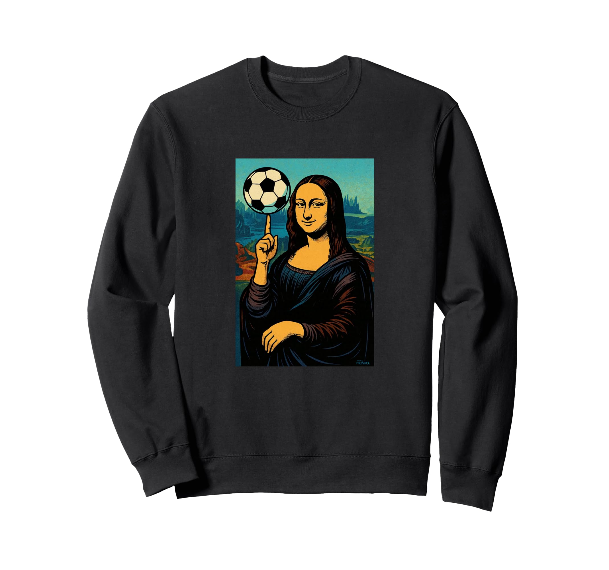 Mona Lisa Loves Soccer Spinning Ball Sweatshirt - Aesthetic Graphic Unisex