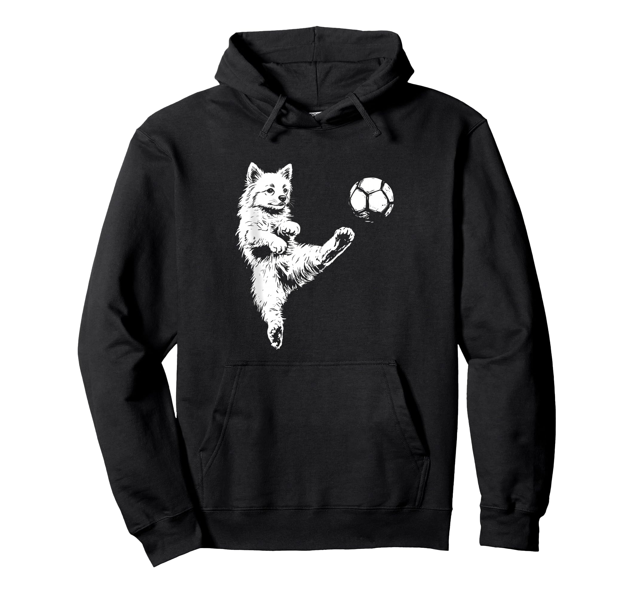 Puppy Playing Soccer Funny Dog Sports Art Hoodie - Graphic Print for Adults