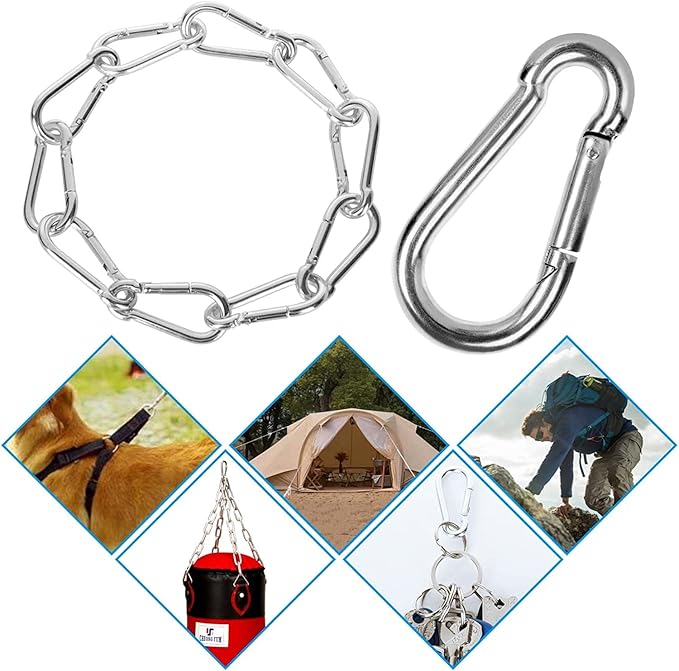 Spring Snap Hooks M5 M6 M8 M10 Carabiner Heavy Duty Carabiner Clips Galvanized Steel Quick Links Caribiniers Hammocks Hooks for Camping Hiking Outdoor Swing Pet Leash Gym