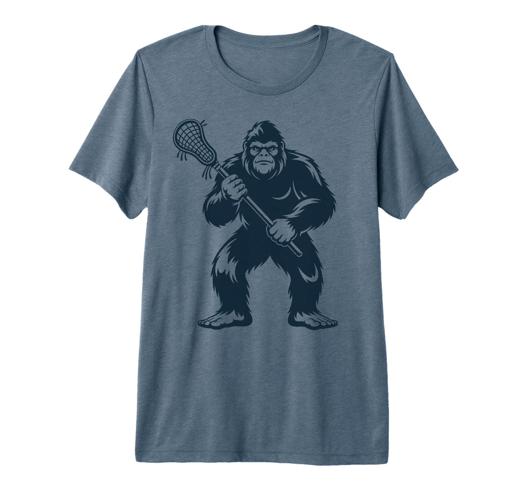 Lacrosse Bigfoot Lax Sasquatch Tri T-Shirt - Fun Novelty Design Unisex
