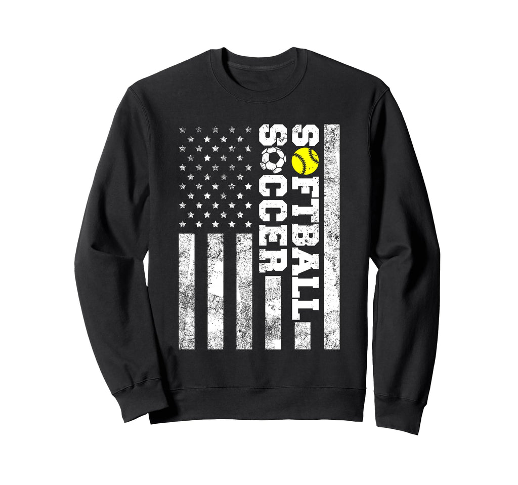 American Distressed Flag Funny Soccer Sweatshirt - Custom Art Print Unisex