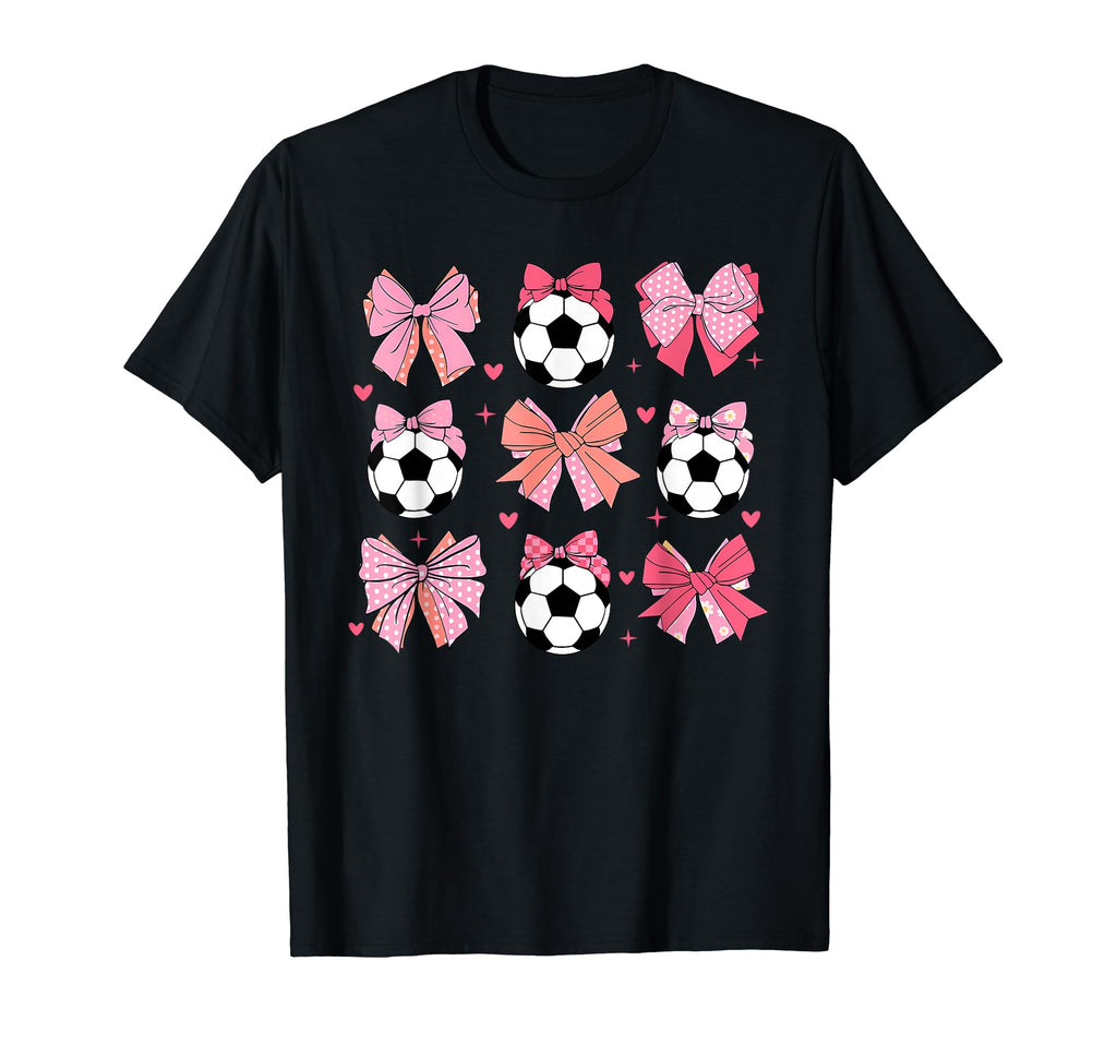 Soccer Coquette Bow Soccer Mom T-Shirt - Novelty Apparel for Adults