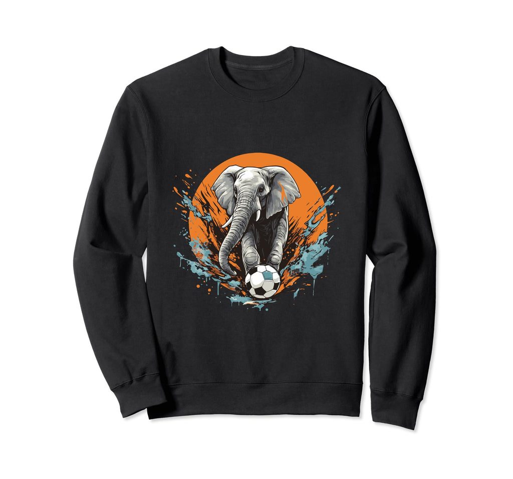 Elephant Playing Soccer Funny Animal Sweatshirt - Novelty Apparel Men Women