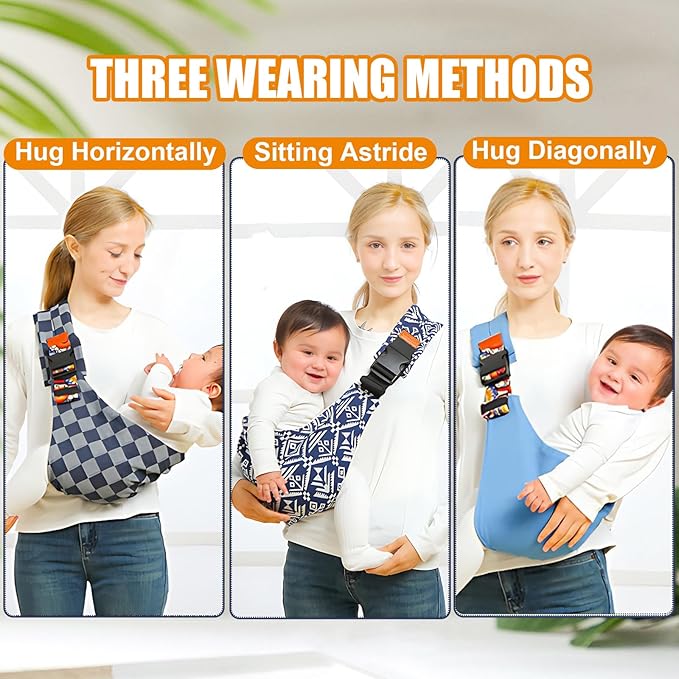 Baby Sling Carrier Newborn to Toddler Adjustable One-Shoulder Design with Hip Seat Support, Labor-Saving Baby Wraps Carrier 10-30 lbs(Blue)