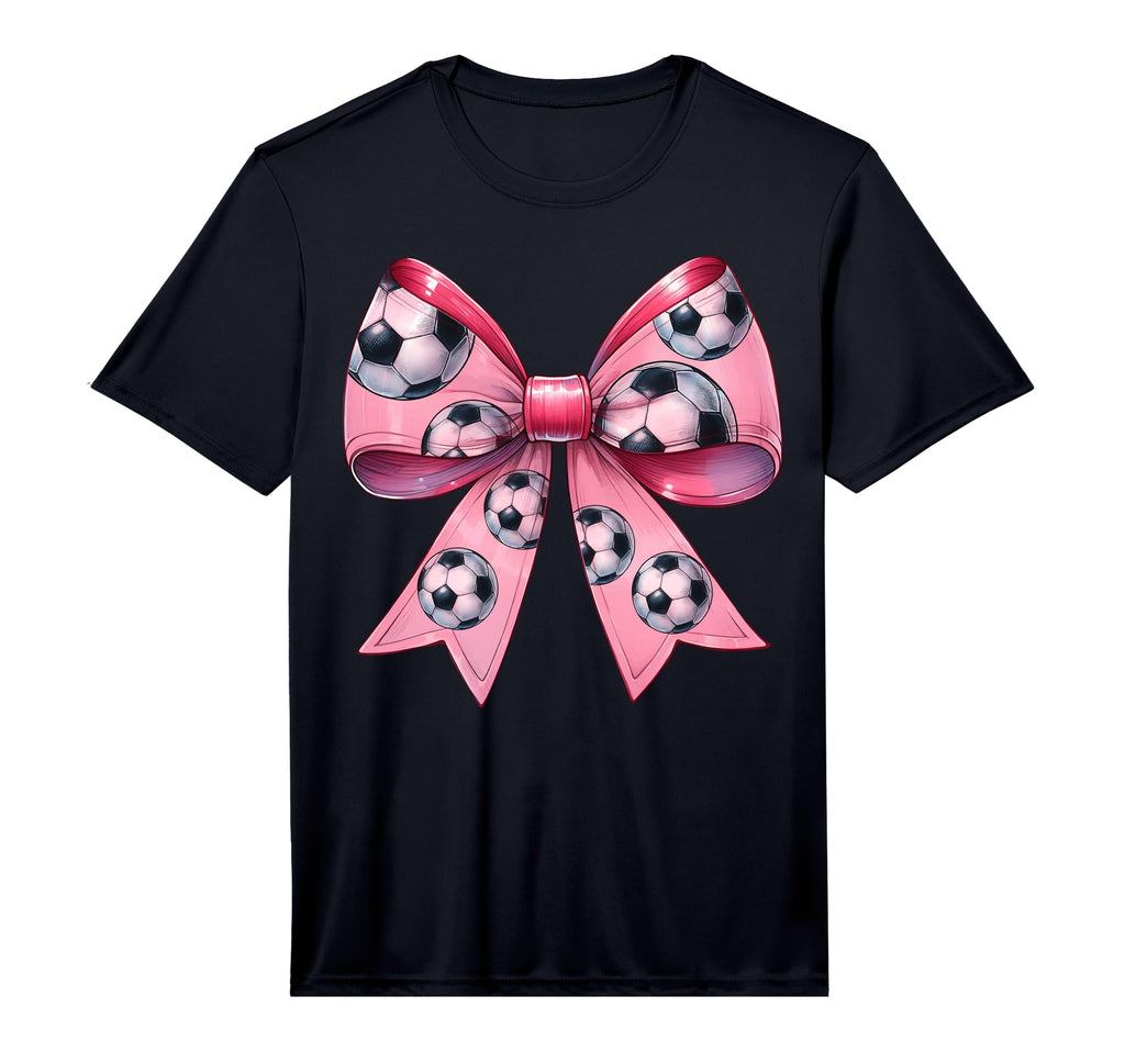 Coquette Bow Soccer Ball Pattern T-Shirt - Graphic Print for Adults