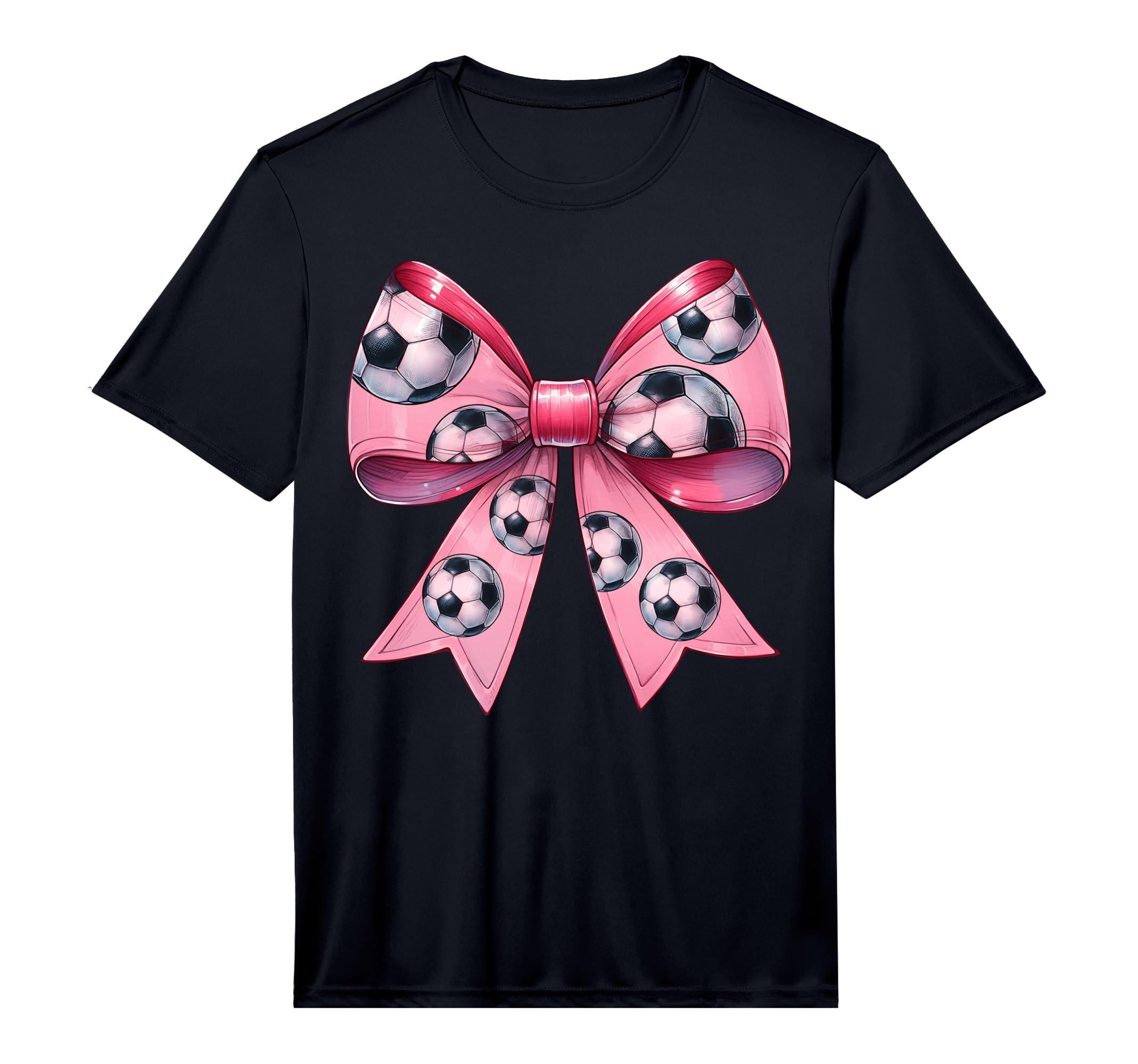 Coquette Bow Soccer Ball Pattern T-Shirt - Graphic Print for Adults