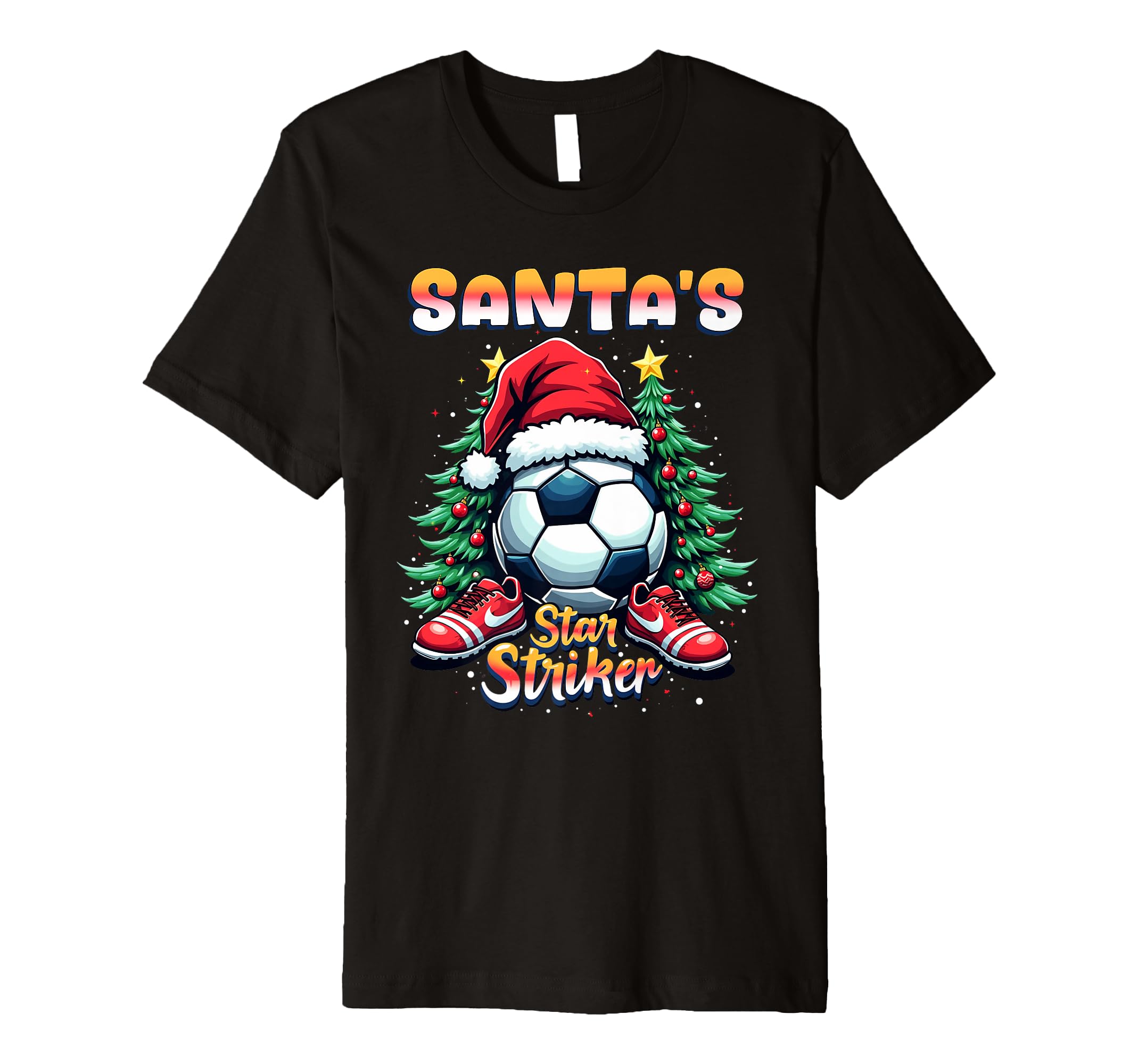 Santas Star Striker Funny Soccer T-Shirt - Custom Art Print Men Women