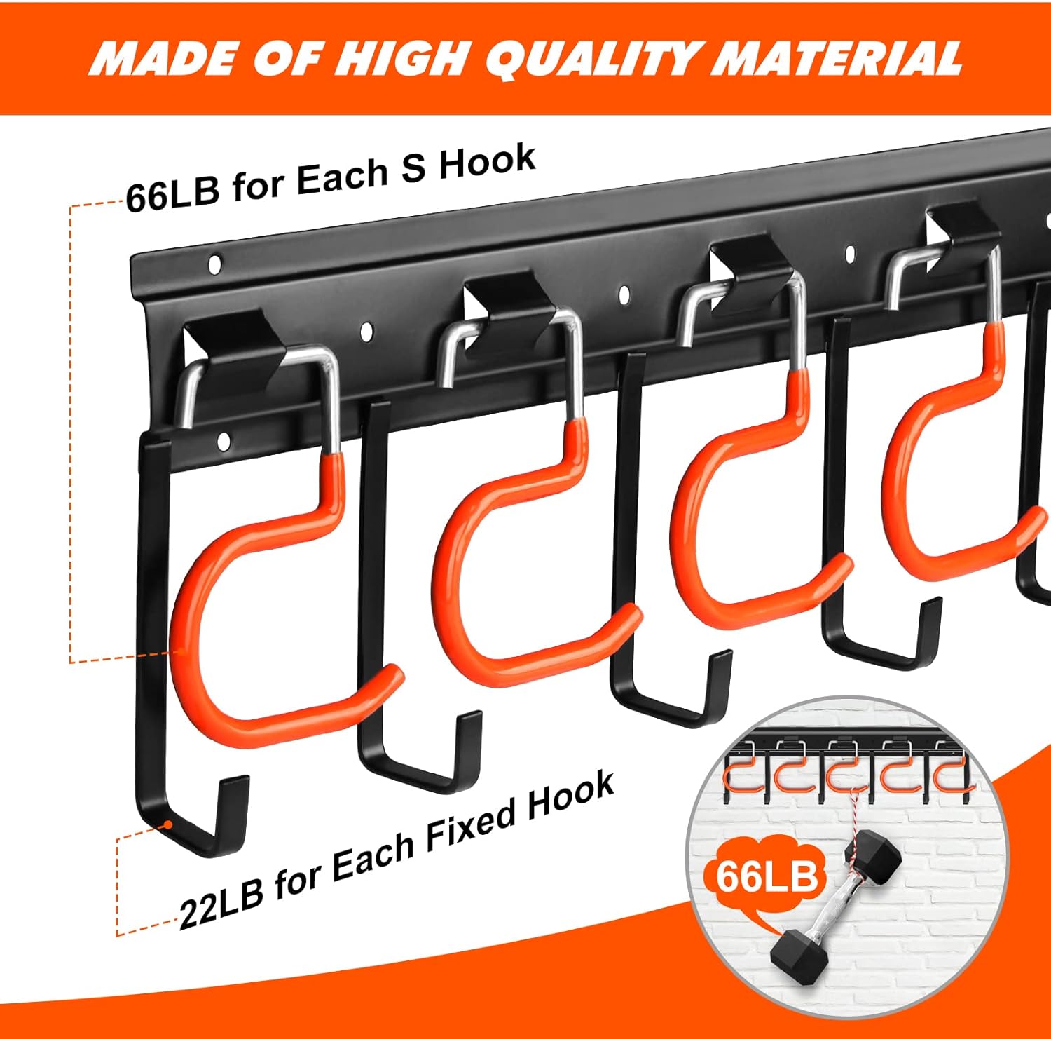 68'' All Metal Garden Tool Organizer Wall Mount Garage Organizers and Storage with Hooks Tool Hangers for Shed
