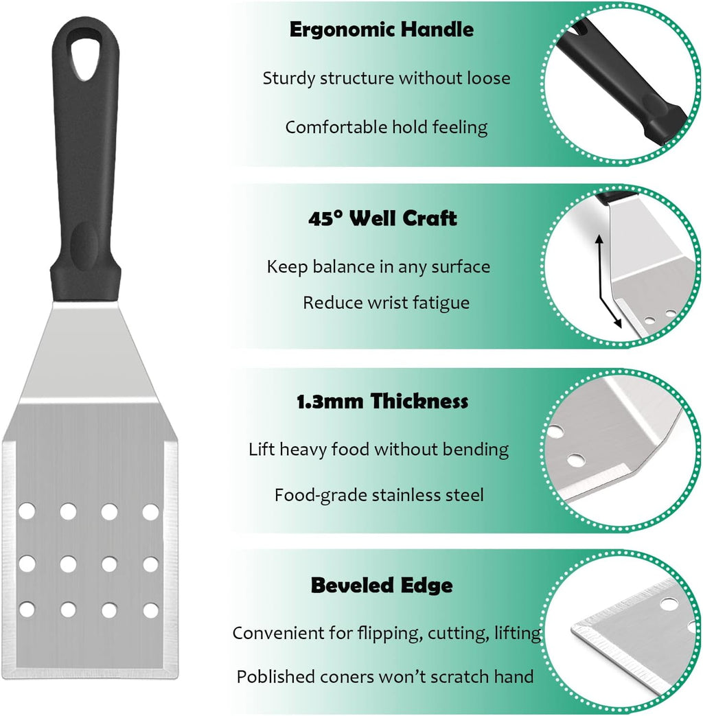 Griddle Accessories Kit of 20, HaSteeL Heavy Duty Metal Spatula Set, Stainless Steel Teppanyaki Tools for Flat Top, Barbecue Grilling Indoor & Outdoor, Melting Dome, Burger Turner, Dishwasher Safe