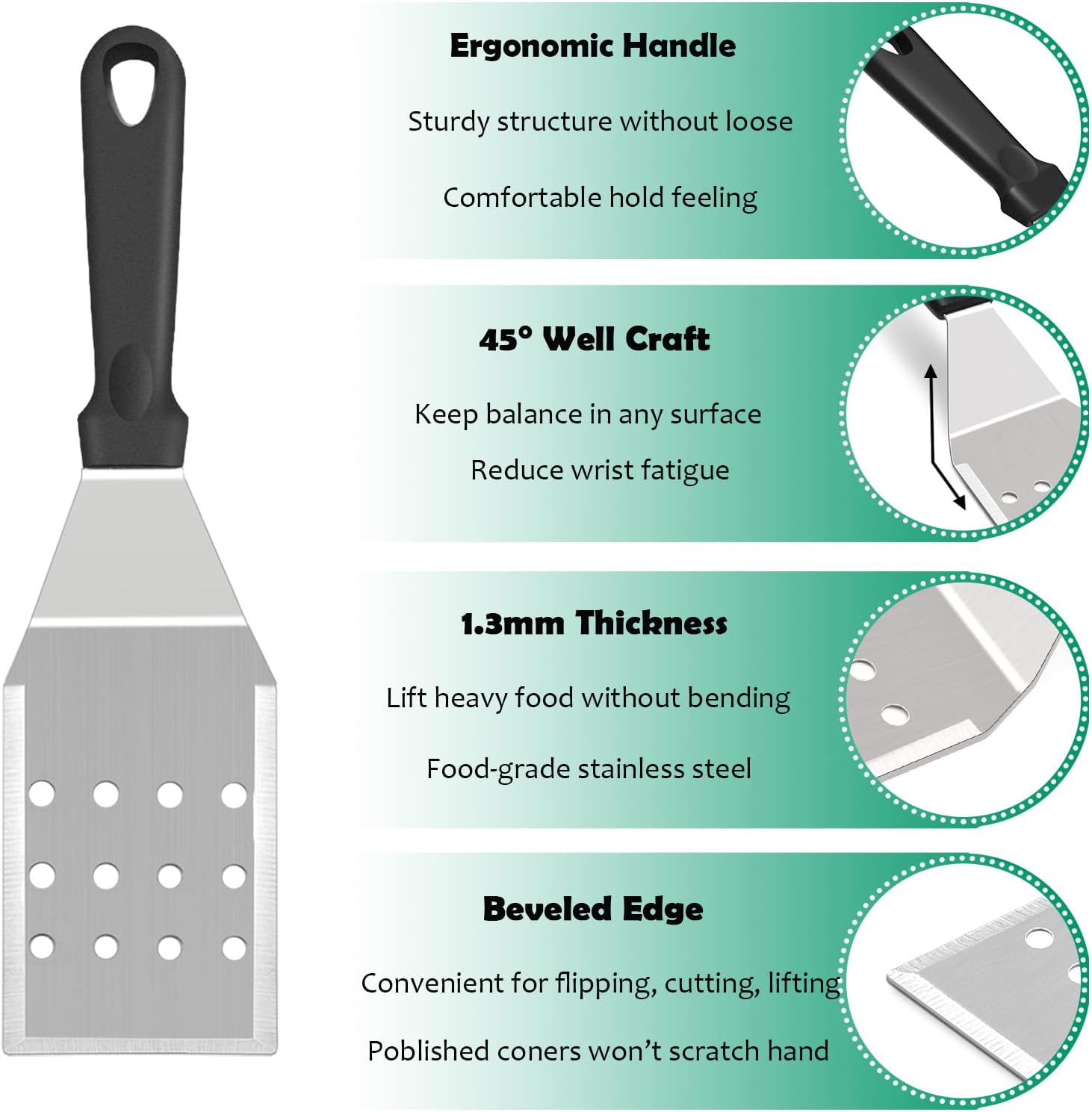Griddle Accessories Kit of 20, HaSteeL Heavy Duty Metal Spatula Set, Stainless Steel Teppanyaki Tools for Flat Top, Barbecue Grilling Indoor & Outdoor, Melting Dome, Burger Turner, Dishwasher Safe
