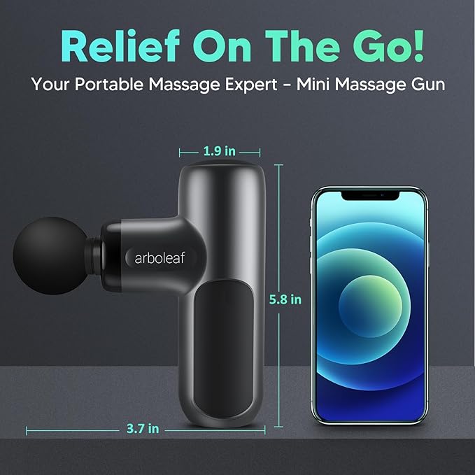 arboleaf Mini Massage Gun Deep Tissue, Percussion Muscle Massager for Back Pain Relief, Portable Small Travel Size, Quiet Massager, Gifts for Woman Man