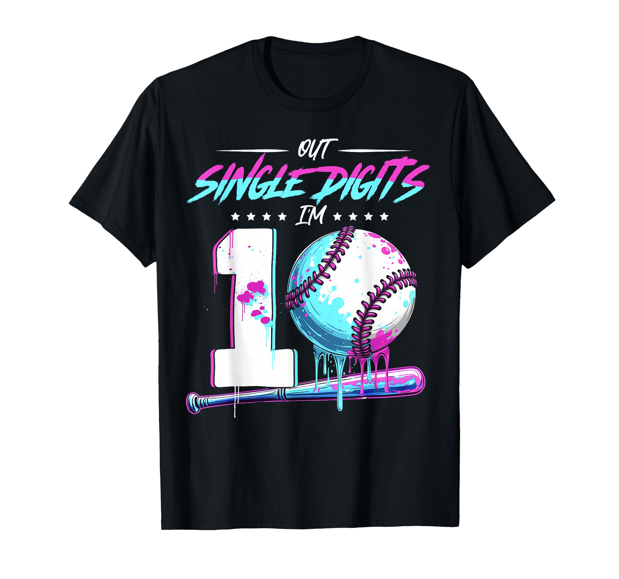 Baseball 10 Years Old Birthday Double T-Shirt - Novelty Apparel Men Women